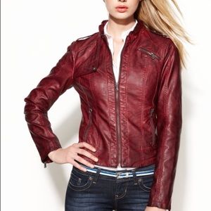 GUESS FAUX LEATHER MOTO JACKET